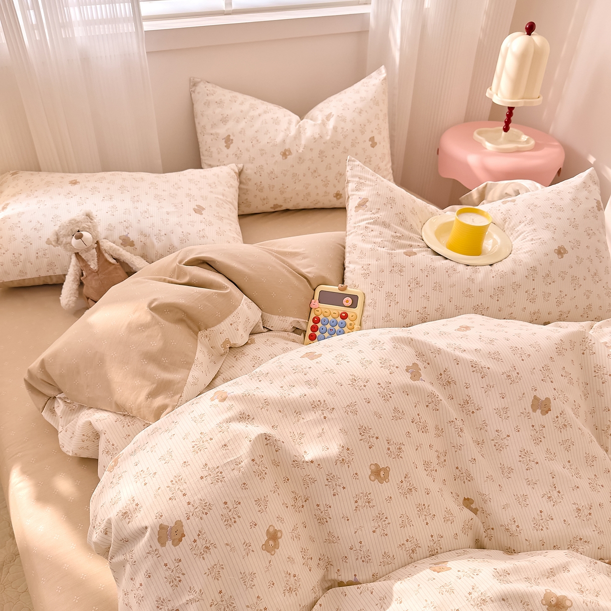 91家纺网 家纺一手货源 找家纺 DoDo 兜兜 2026春夏新款全棉纯棉可爱卡通四件套 森林熊崽崽