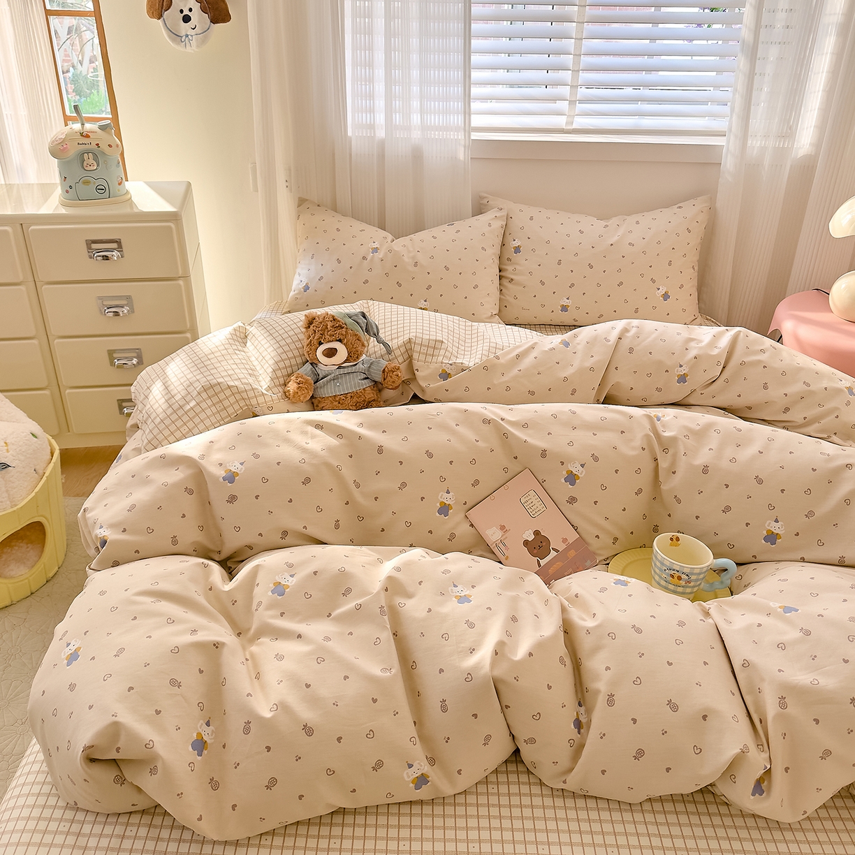 91家纺网 家纺一手货源 找家纺 DoDo 兜兜 2026春夏新款全棉纯棉可爱卡通四件套 跳跳象