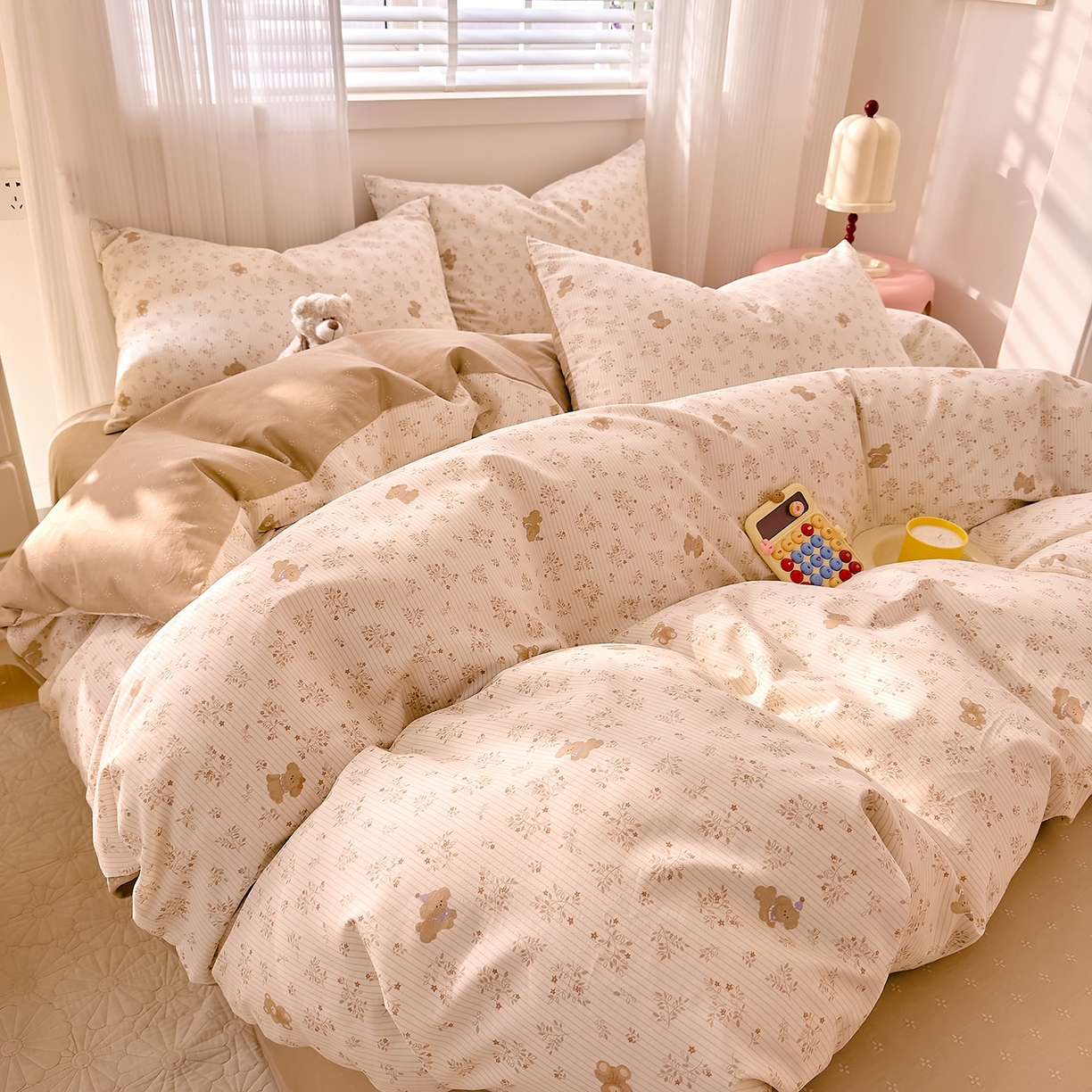 91家纺网 家纺一手货源 找家纺 DoDo 兜兜 2026春夏新款全棉纯棉可爱卡通四件套 森林熊崽崽