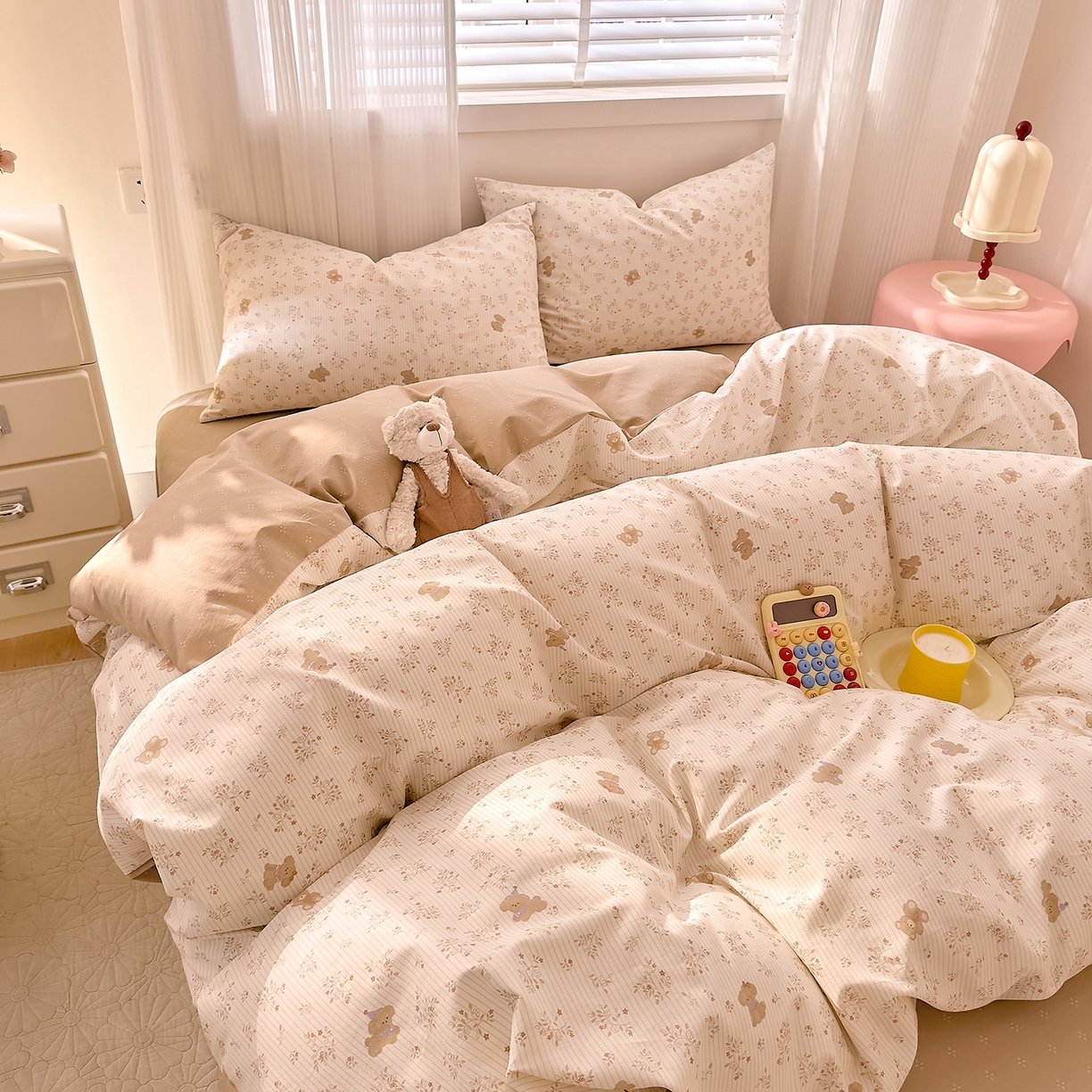 91家纺网 家纺一手货源 找家纺 DoDo 兜兜 2026春夏新款全棉纯棉可爱卡通四件套 森林熊崽崽