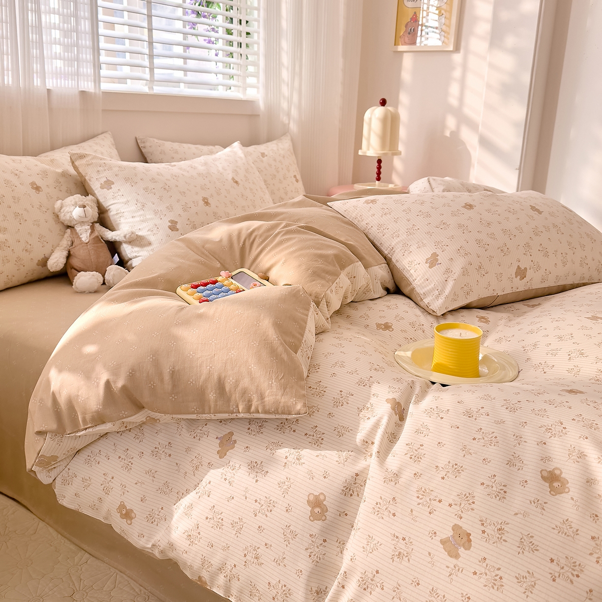 91家纺网 家纺一手货源 找家纺 DoDo 兜兜 2026春夏新款全棉纯棉可爱卡通四件套 森林熊崽崽