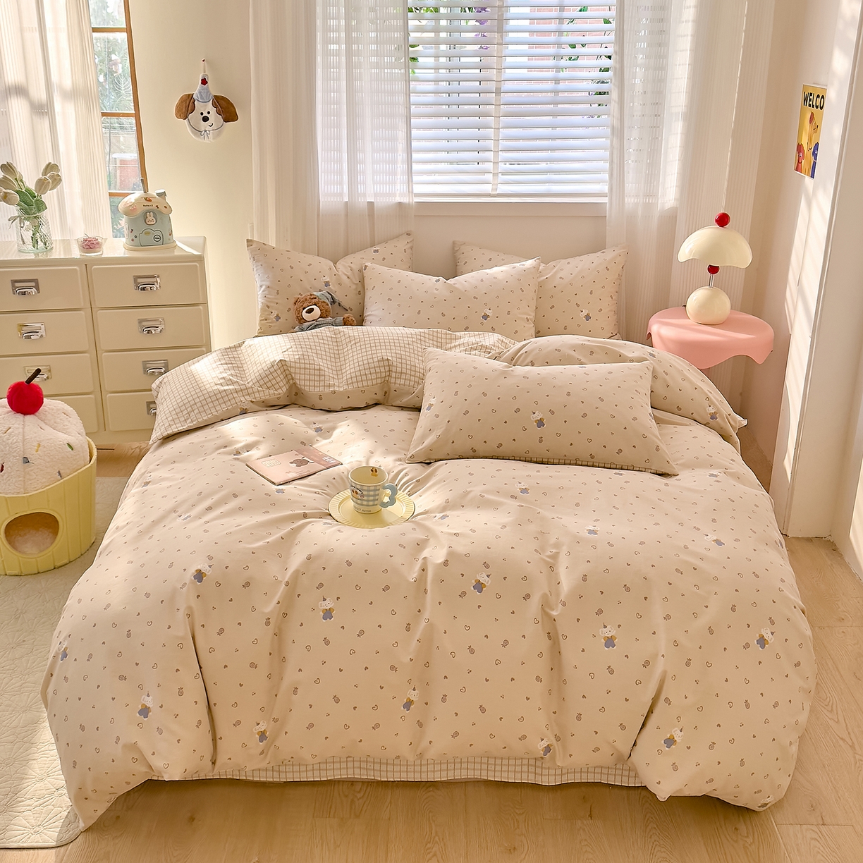 91家纺网 家纺一手货源 找家纺 DoDo 兜兜 2026春夏新款全棉纯棉可爱卡通四件套 跳跳象