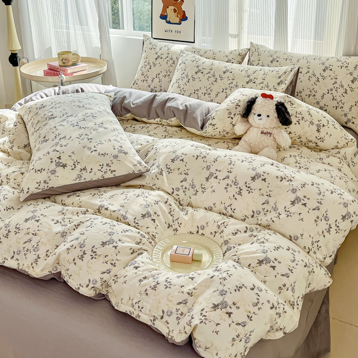 91家纺网 家纺一手货源 找家纺 斯卡诺家纺 2026新款春夏古法水洗仿棉云感纱四件套小布袋五件套 南枝