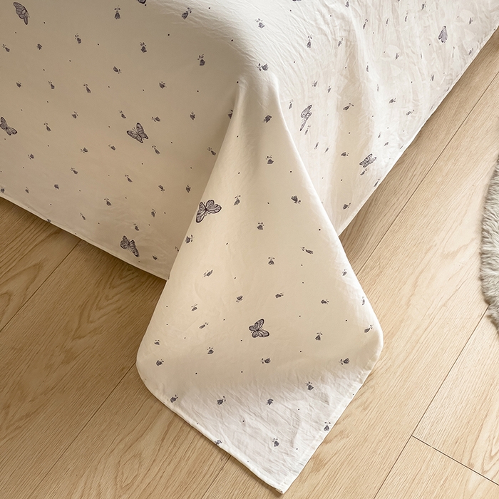 91家纺网 家纺一手货源 找家纺 优家居 2026新款精仿棉夹棉床裙三件套水洗棉韩版公主风花边床裙直播外贸定制 蝶舞翩翩