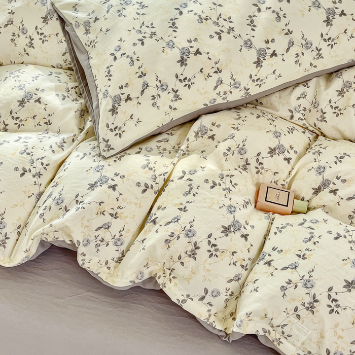 91家纺网 家纺一手货源 找家纺 斯卡诺家纺 2026新款春夏古法水洗仿棉云感纱四件套小布袋五件套 南枝