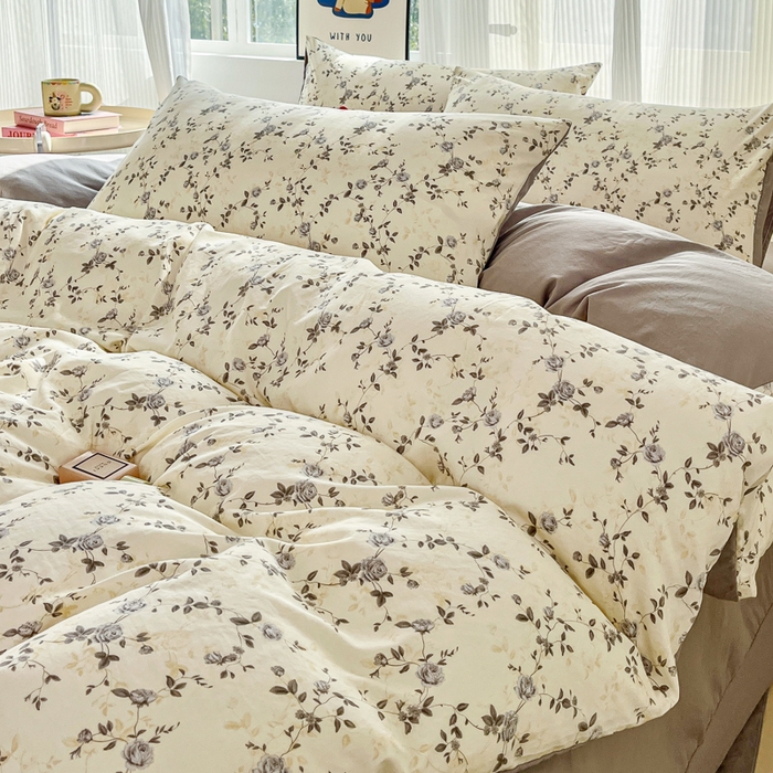 91家纺网 家纺一手货源 找家纺 斯卡诺家纺 2026新款春夏古法水洗仿棉云感纱四件套小布袋五件套 南枝