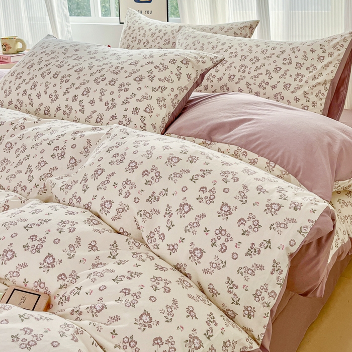 91家纺网 家纺一手货源 找家纺 斯卡诺家纺 2026新款春夏古法水洗仿棉云感纱四件套小布袋五件套 清雅