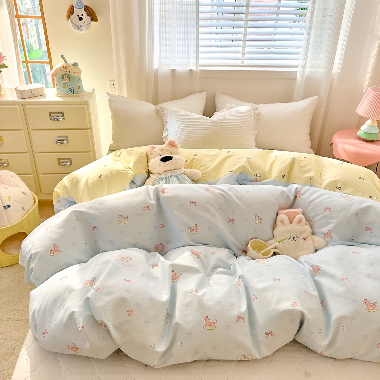 DoDo 兜兜 2026年全棉纯棉可爱卡通单被套 被套单件 草莓小马-蓝