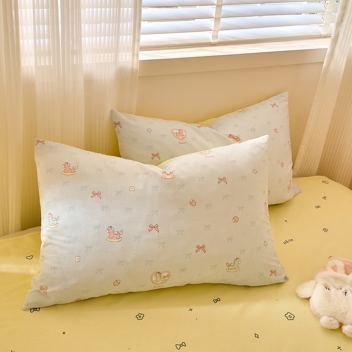 91家纺网 家纺一手货源 找家纺 DoDo 兜兜 2026年全棉纯棉可爱卡通单被套 被套单件 草莓小马-蓝