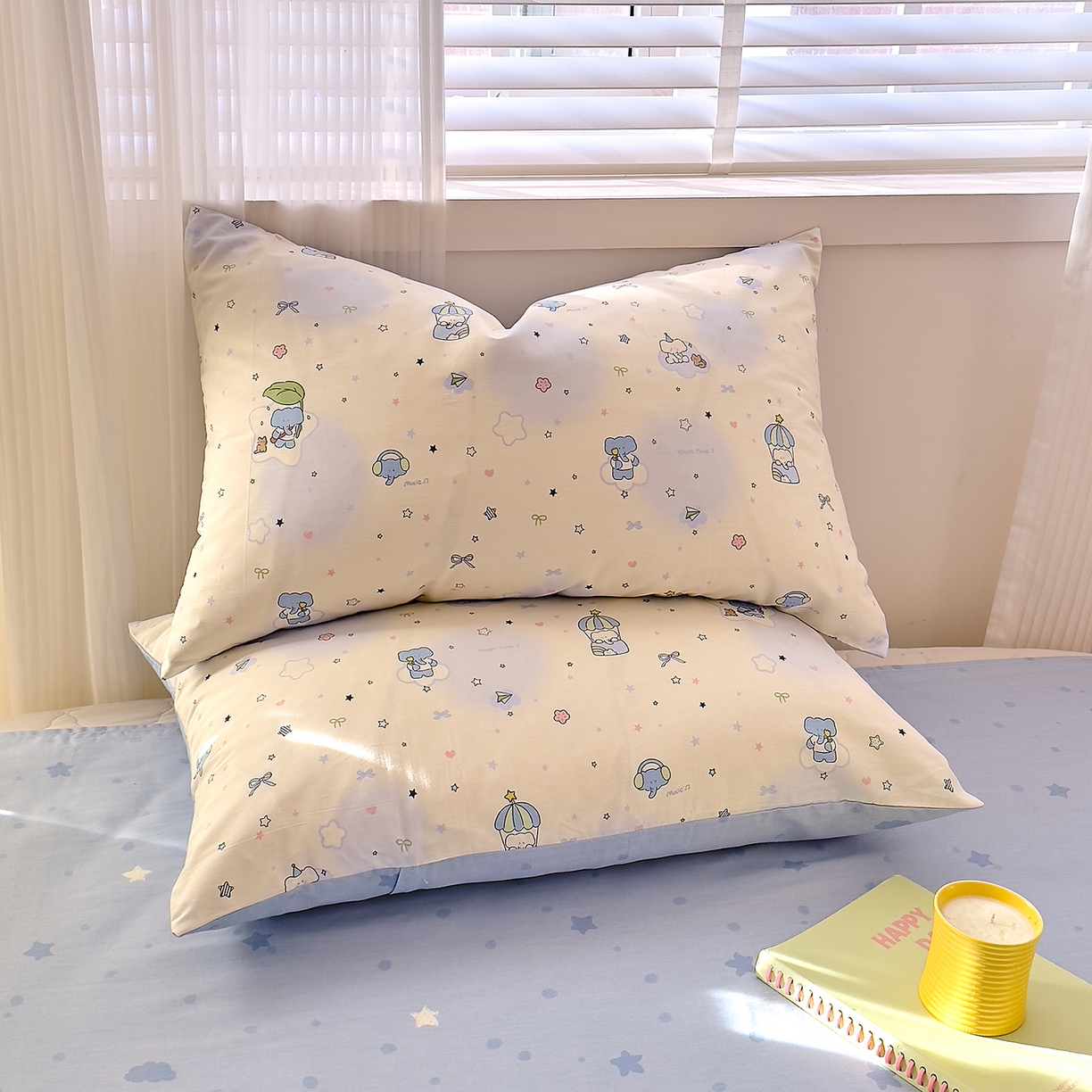 91家纺网 家纺一手货源 找家纺 DoDo 兜兜 2026年全棉纯棉可爱卡通单被套 被套单件 蓝色小象