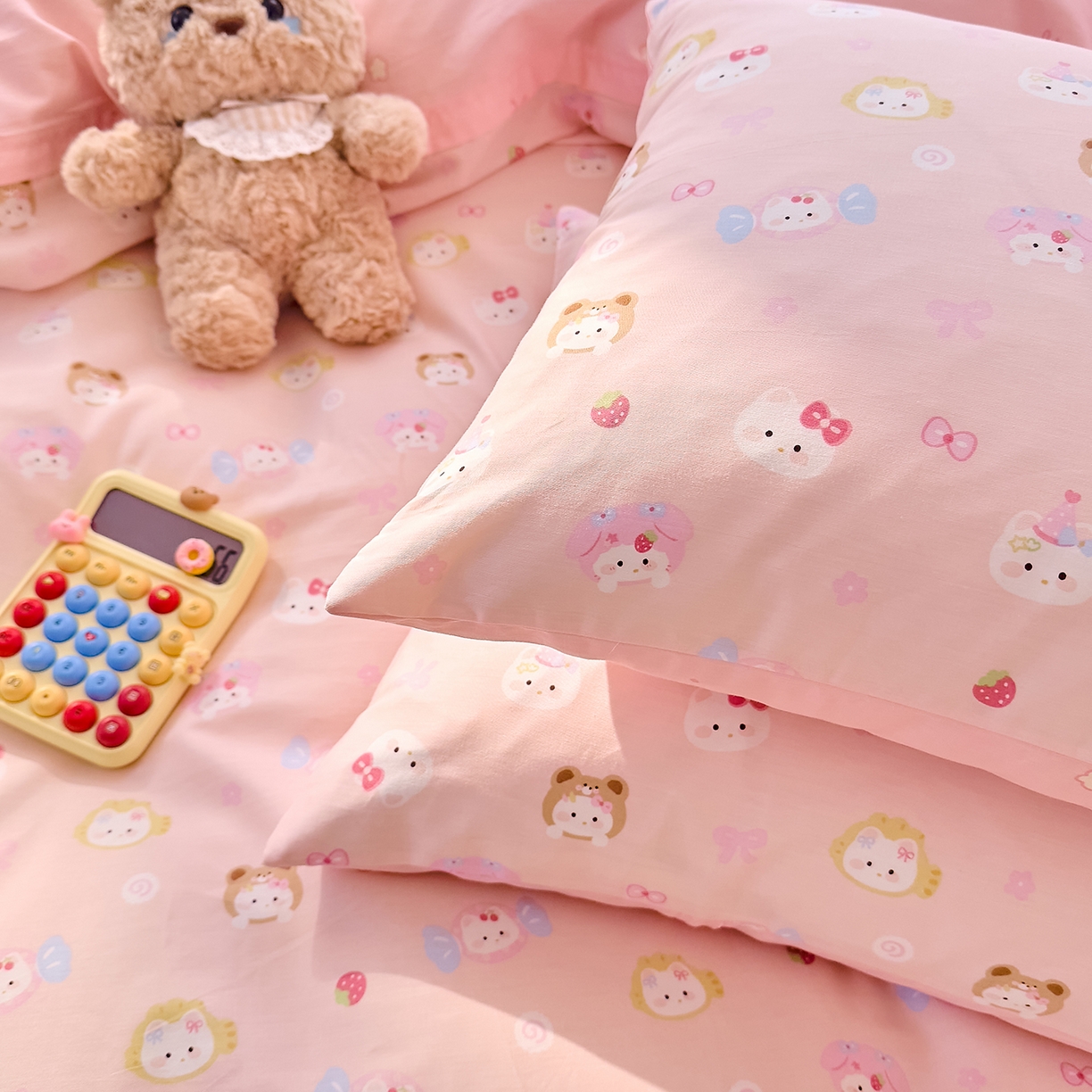 91家纺网 家纺一手货源 找家纺 DoDo 兜兜 2026年全棉纯棉可爱卡通单被套 被套单件 甜酱小猫