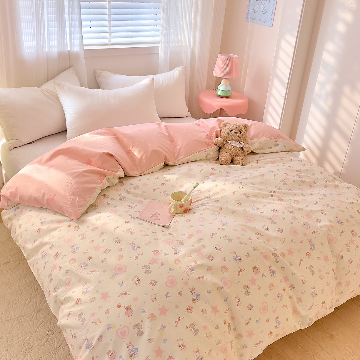 91家纺网 家纺一手货源 找家纺 DoDo 兜兜 2026年全棉纯棉可爱卡通单被套 被套单件 星星兔的梦境