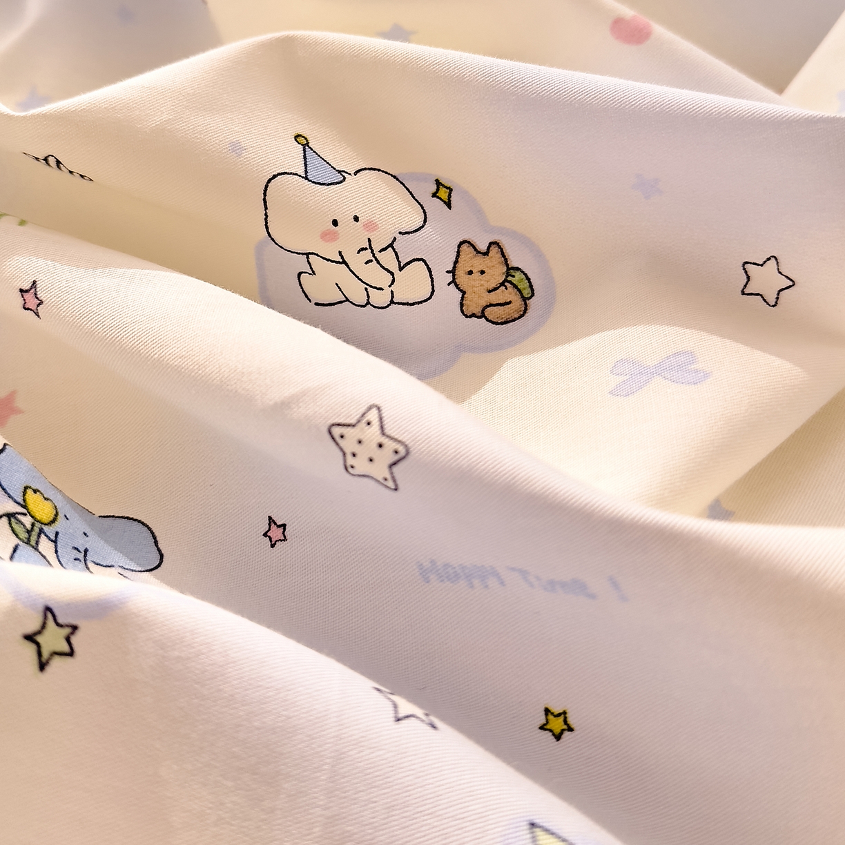 91家纺网 家纺一手货源 找家纺 DoDo 兜兜 2026年全棉纯棉可爱卡通单被套 被套单件 蓝色小象