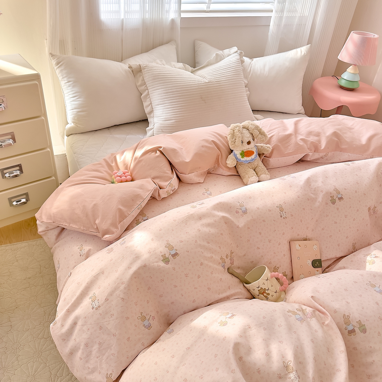 91家纺网 家纺一手货源 找家纺 DoDo 兜兜 2026年全棉纯棉可爱卡通单被套 被套单件 早安跳跳兔