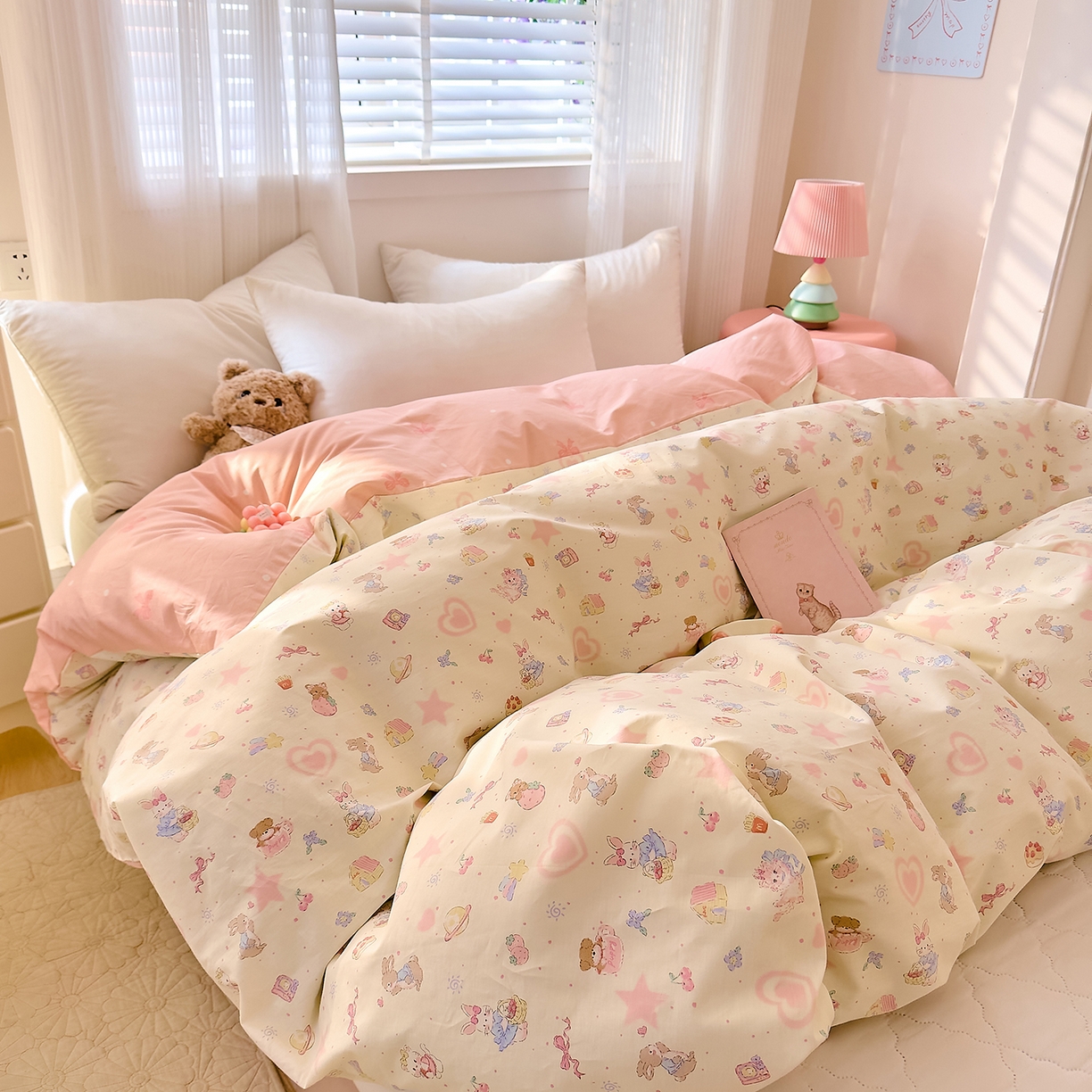 91家纺网 家纺一手货源 找家纺 DoDo 兜兜 2026年全棉纯棉可爱卡通单被套 被套单件 星星兔的梦境