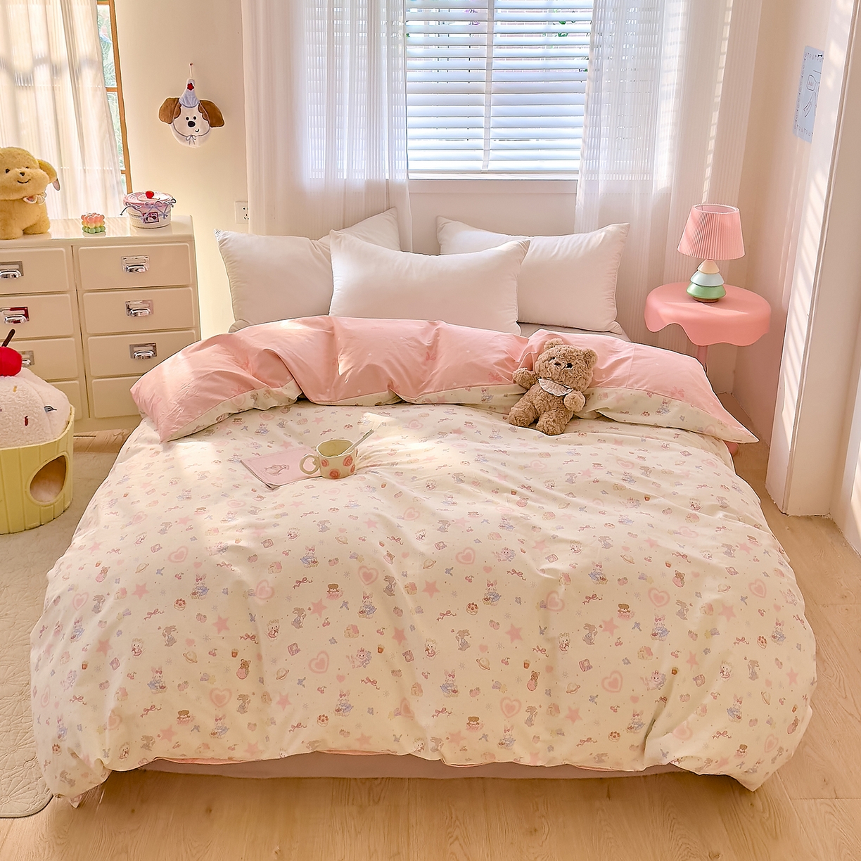 91家纺网 家纺一手货源 找家纺 DoDo 兜兜 2026年全棉纯棉可爱卡通单被套 被套单件 星星兔的梦境