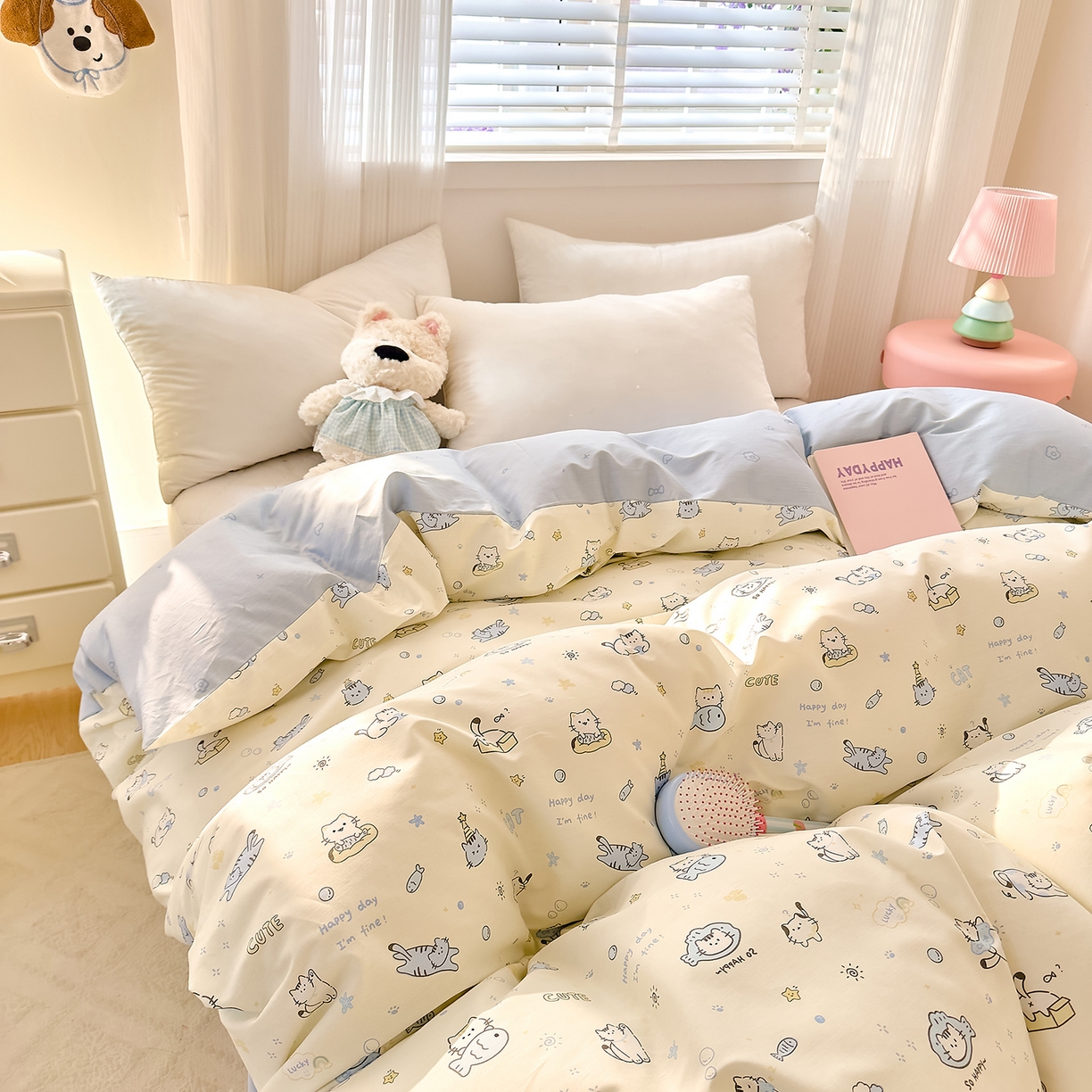 91家纺网 家纺一手货源 找家纺 DoDo 兜兜 2026年全棉纯棉可爱卡通单被套 被套单件 机灵猫