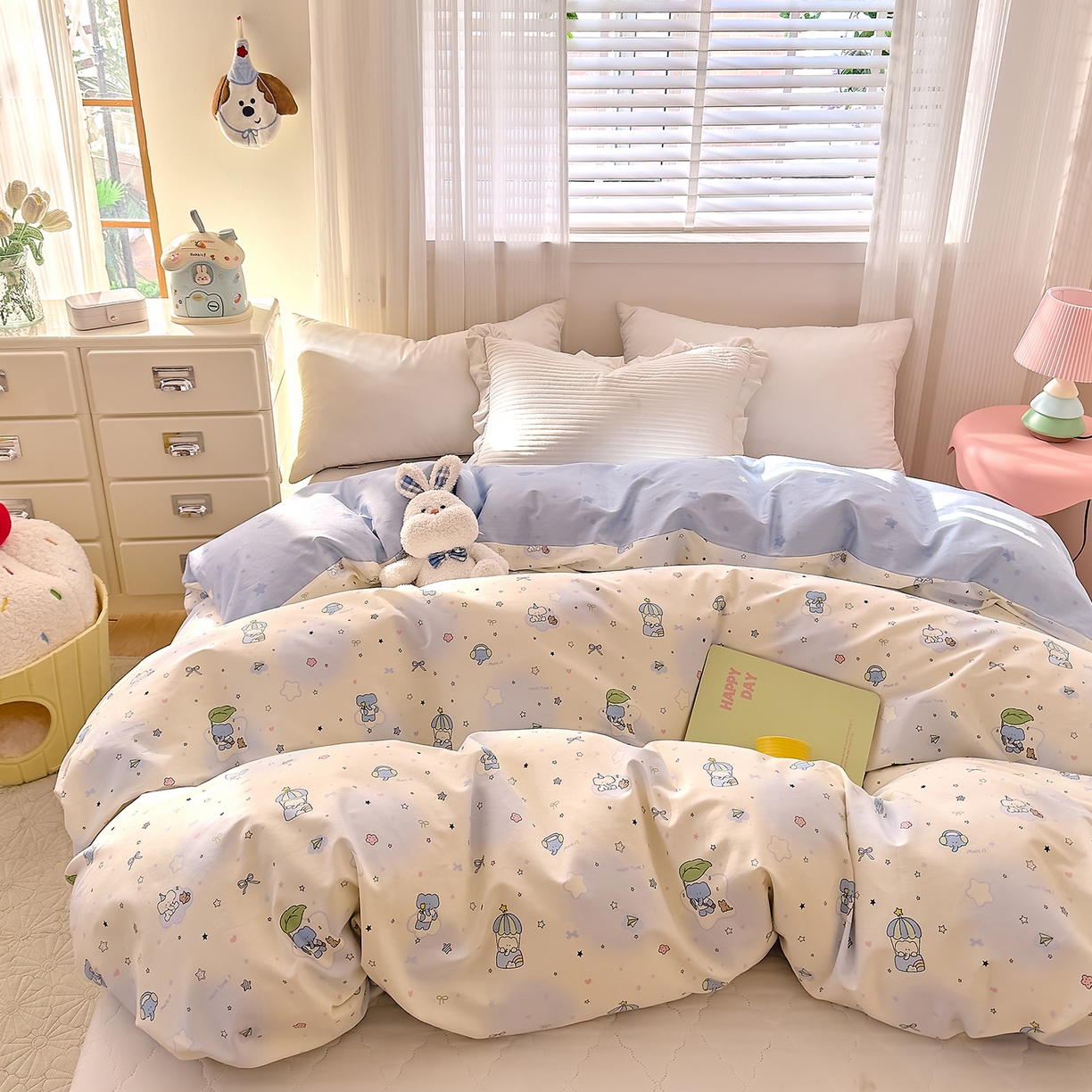 DoDo 兜兜 2026年全棉纯棉可爱卡通单被套 被套单件 蓝色小象