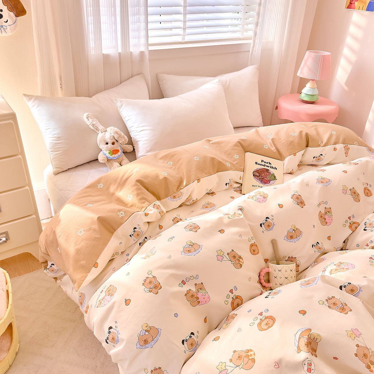 91家纺网 家纺一手货源 找家纺 DoDo 兜兜 2026年全棉纯棉可爱卡通单被套 被套单件 熊猫卡皮