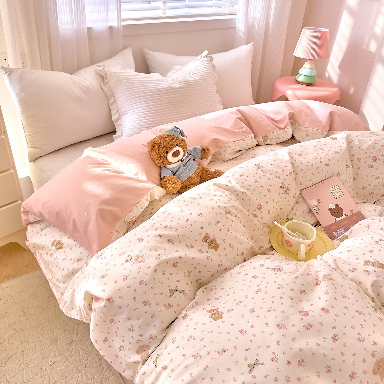 91家纺网 家纺一手货源 找家纺 DoDo 兜兜 2026年全棉纯棉可爱卡通单被套 被套单件 软软熊与欢欢狗