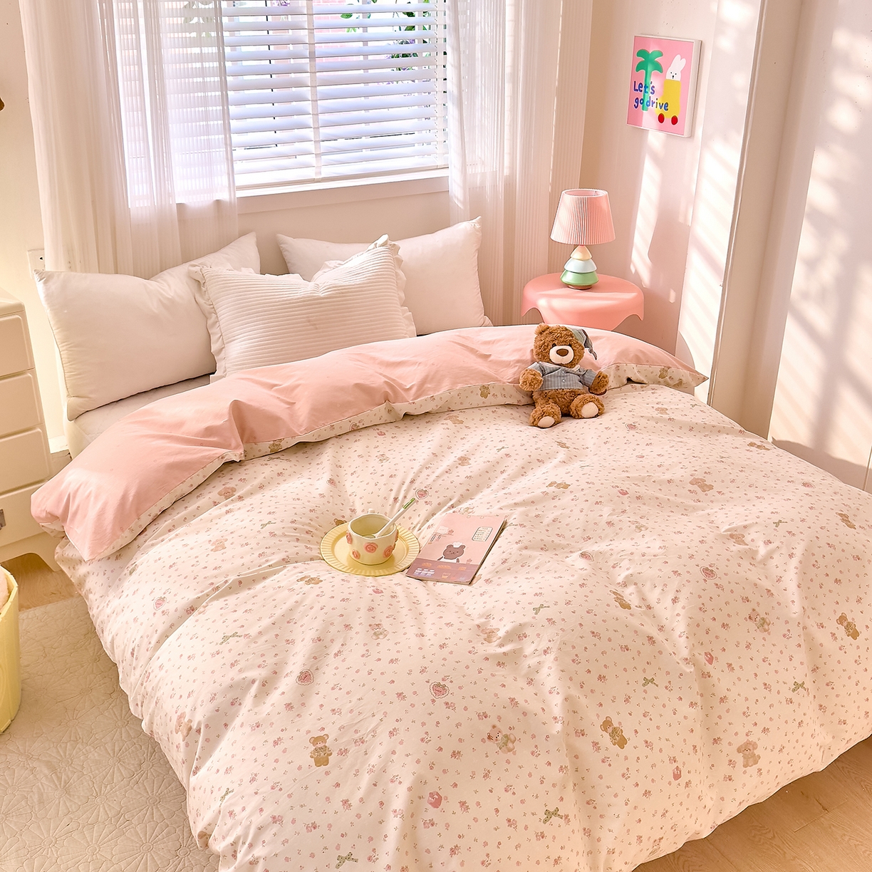 91家纺网 家纺一手货源 找家纺 DoDo 兜兜 2026年全棉纯棉可爱卡通单被套 被套单件 软软熊与欢欢狗