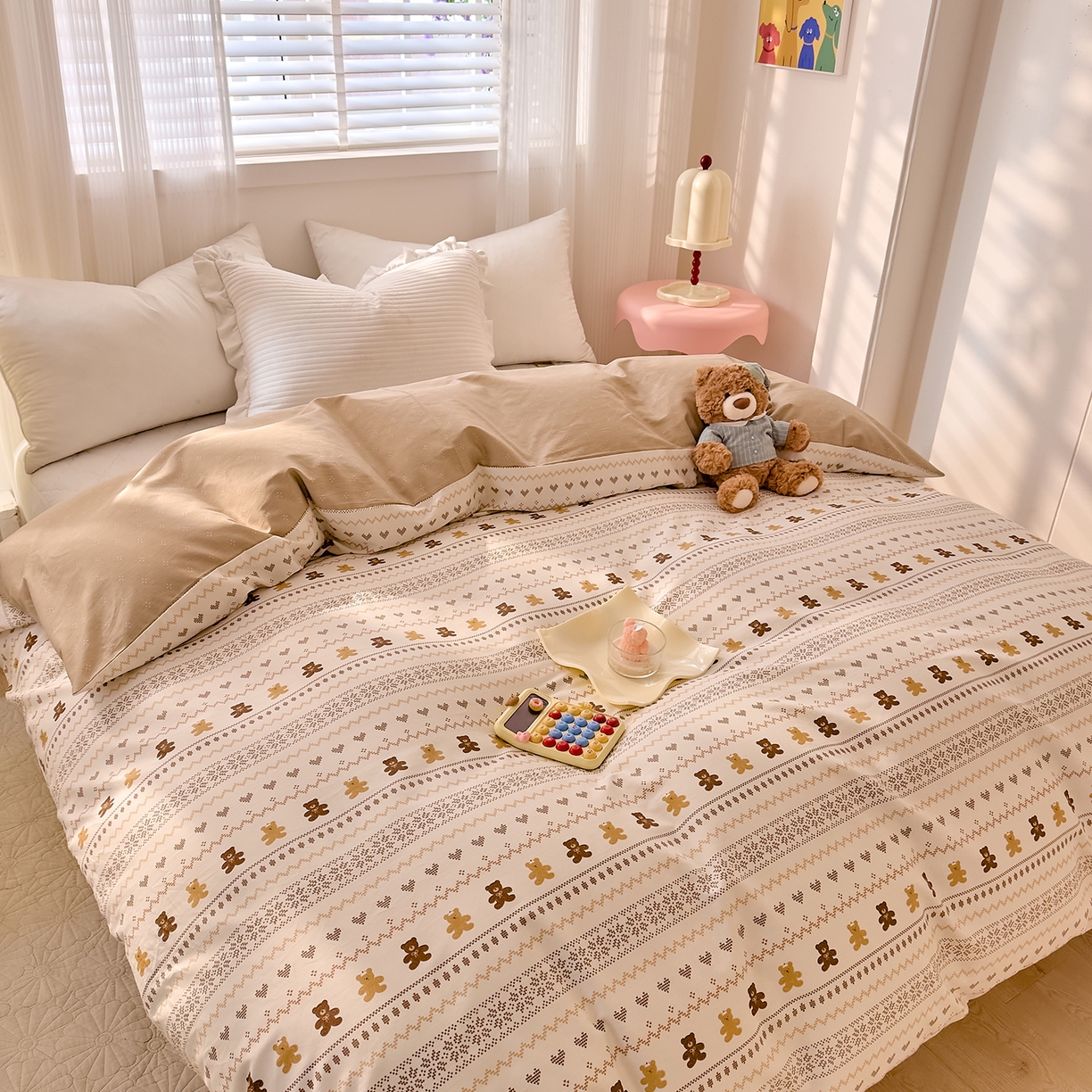 91家纺网 家纺一手货源 找家纺 DoDo 兜兜 2026年全棉纯棉可爱卡通单被套 被套单件 费尔岛小熊