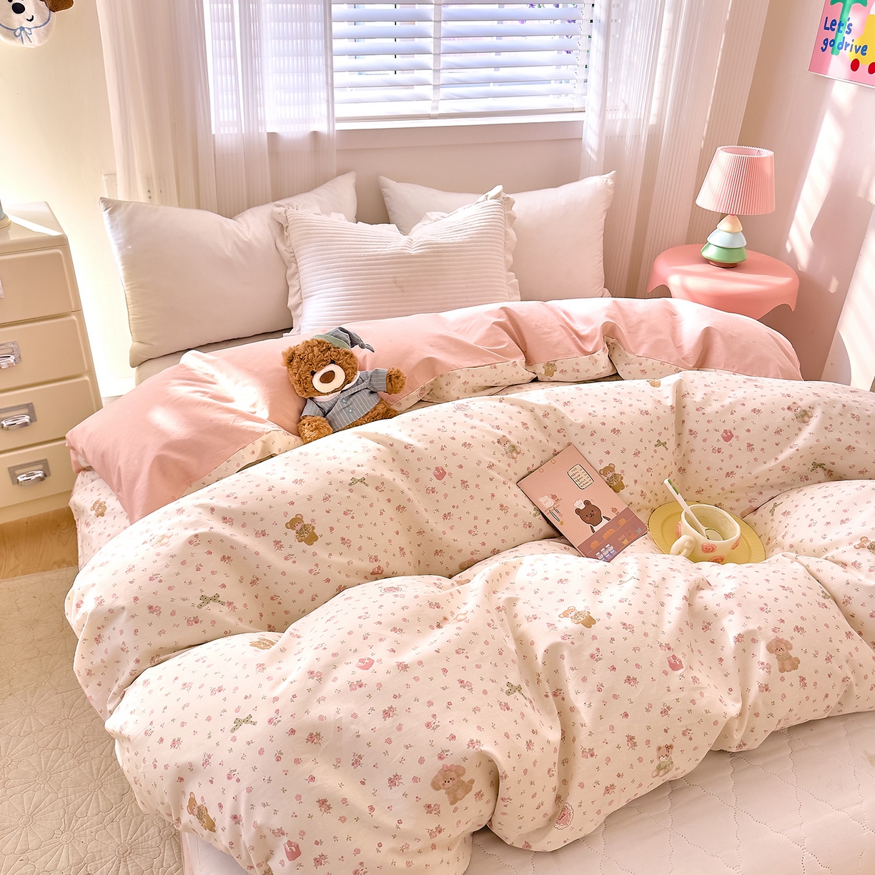 91家纺网 家纺一手货源 找家纺 DoDo 兜兜 2026年全棉纯棉可爱卡通单被套 被套单件 软软熊与欢欢狗