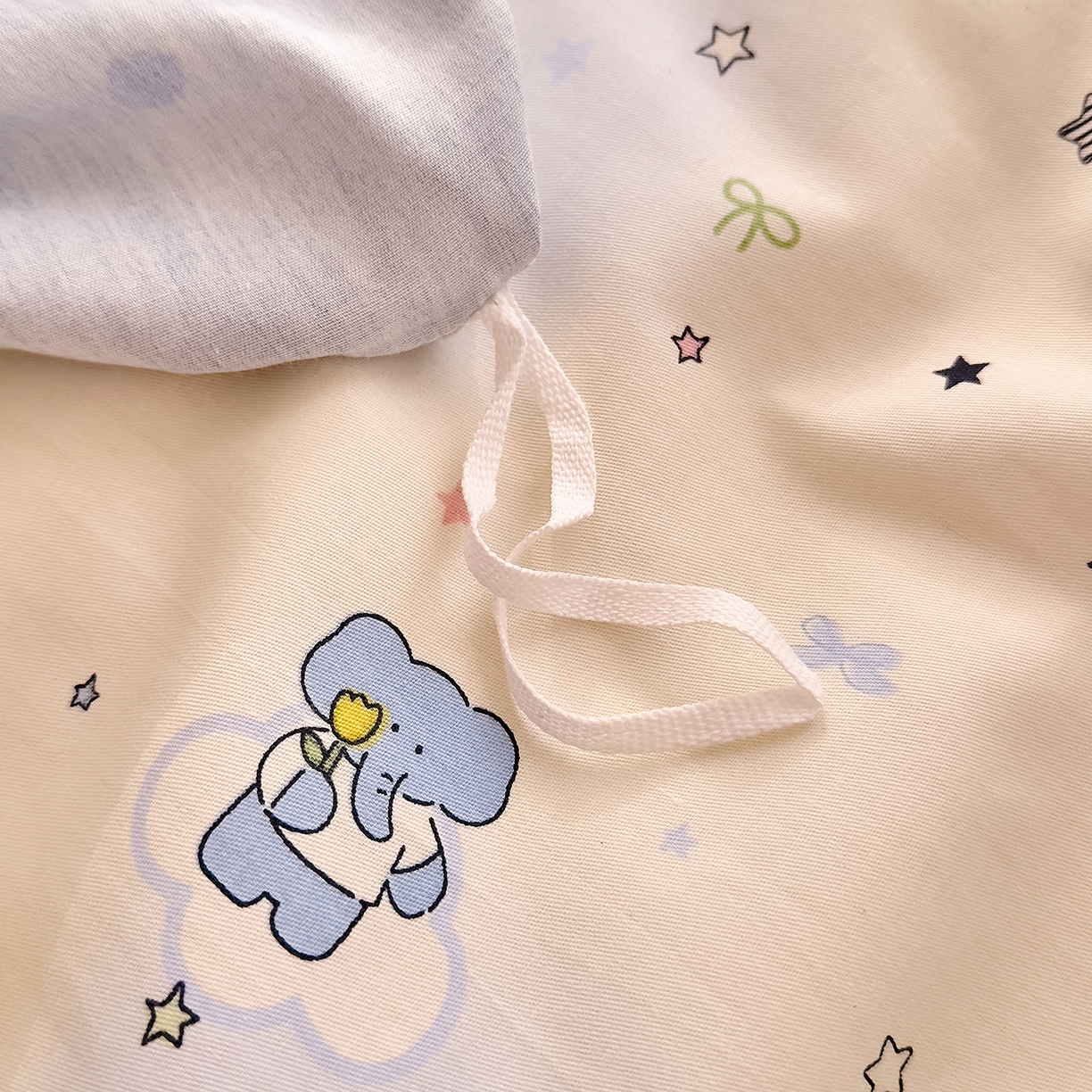 91家纺网 家纺一手货源 找家纺 DoDo 兜兜 2026年全棉纯棉可爱卡通单被套 被套单件 蓝色小象