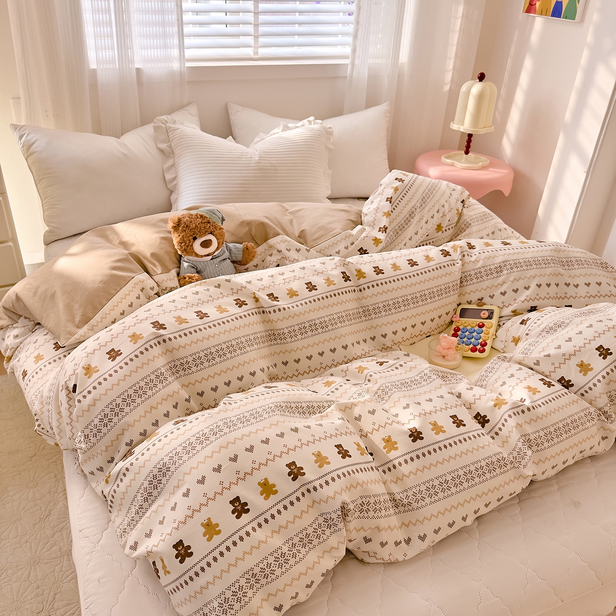 91家纺网 家纺一手货源 找家纺 DoDo 兜兜 2026年全棉纯棉可爱卡通单被套 被套单件 费尔岛小熊