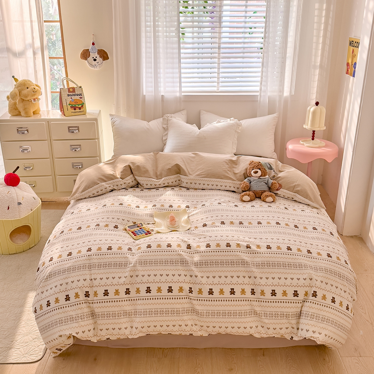 91家纺网 家纺一手货源 找家纺 DoDo 兜兜 2026年全棉纯棉可爱卡通单被套 被套单件 费尔岛小熊