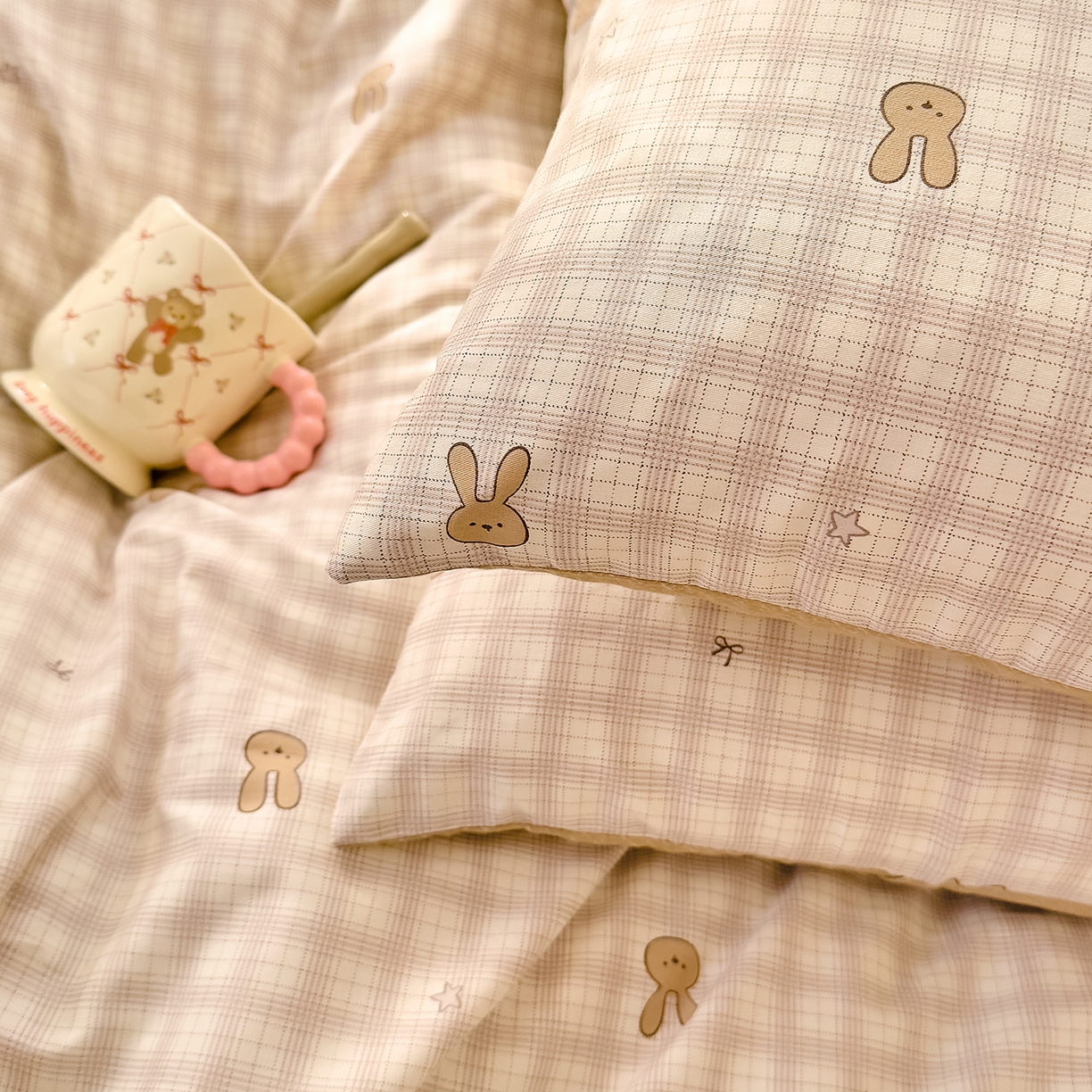 91家纺网 家纺一手货源 找家纺 DoDo 兜兜 2026年全棉纯棉可爱卡通单被套 被套单件 棉花糖兔兔