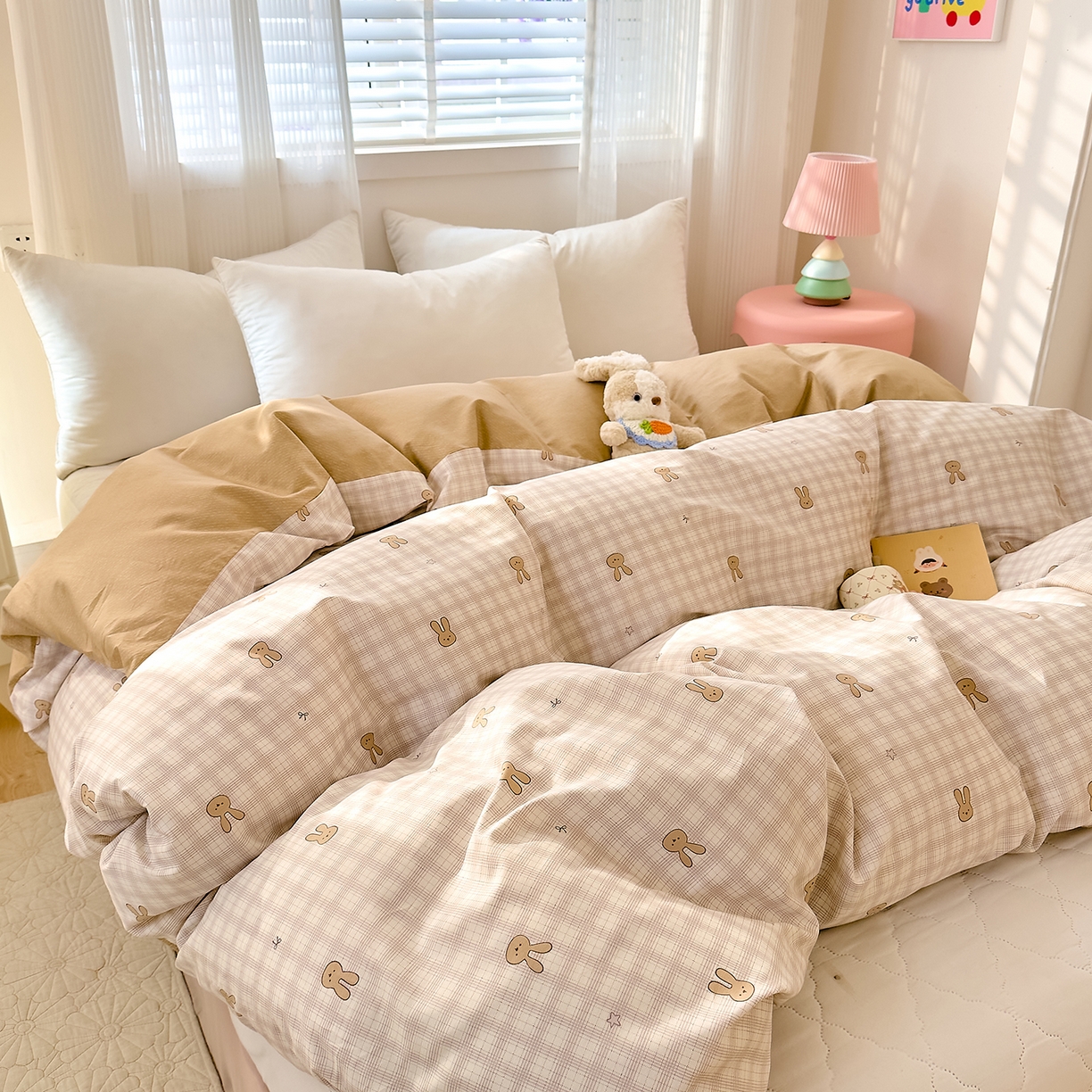 91家纺网 家纺一手货源 找家纺 DoDo 兜兜 2026年全棉纯棉可爱卡通单被套 被套单件 棉花糖兔兔