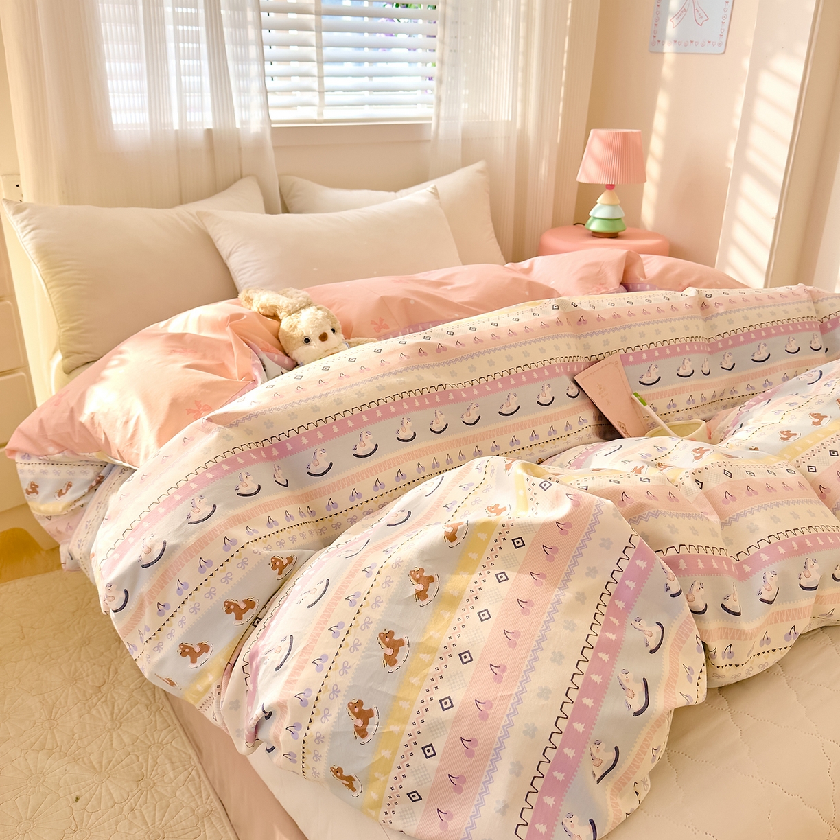 91家纺网 家纺一手货源 找家纺 DoDo 兜兜 2026年全棉纯棉可爱卡通单被套 被套单件 彩虹小马驹