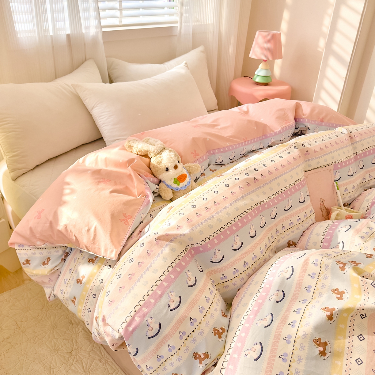 91家纺网 家纺一手货源 找家纺 DoDo 兜兜 2026年全棉纯棉可爱卡通单被套 被套单件 彩虹小马驹