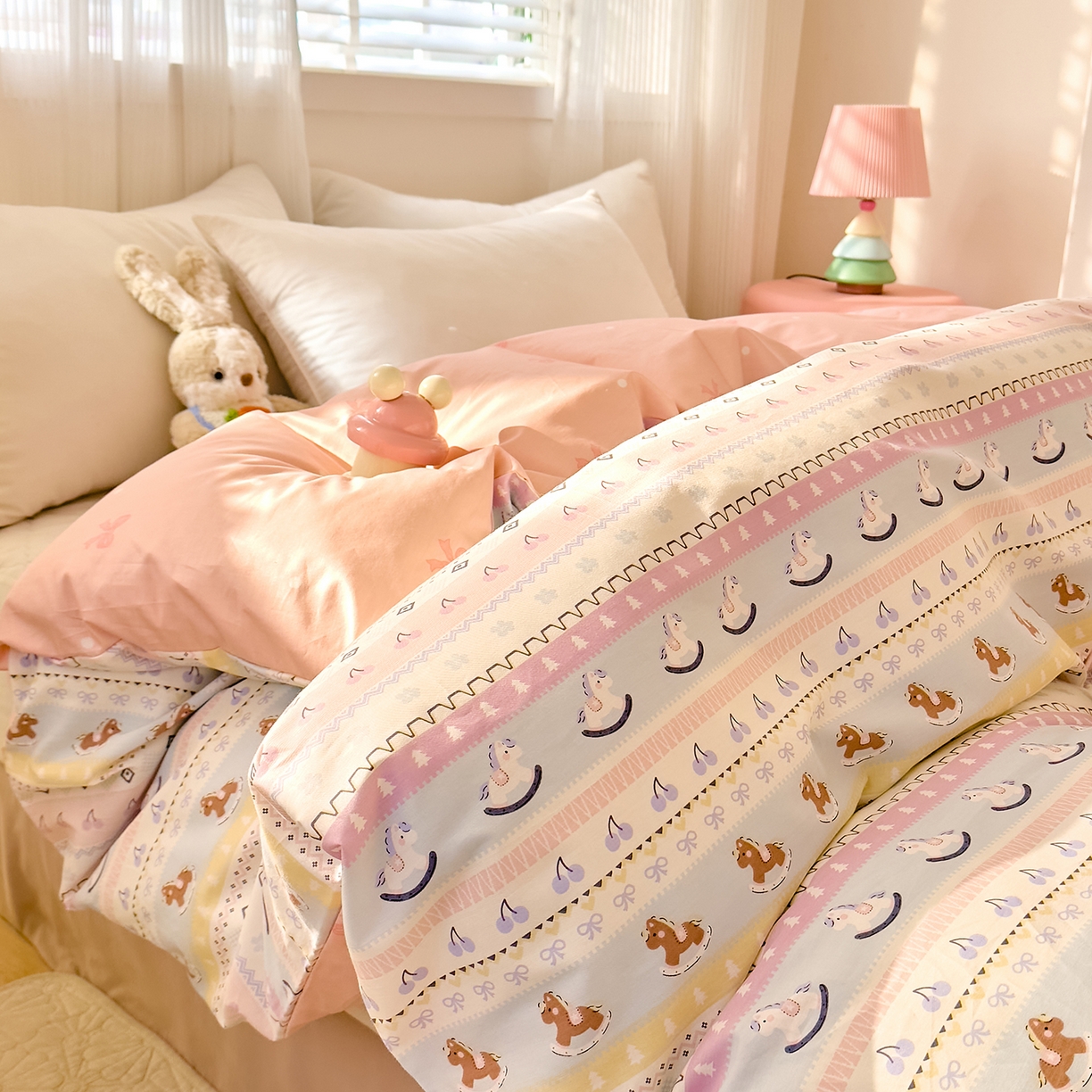 91家纺网 家纺一手货源 找家纺 DoDo 兜兜 2026年全棉纯棉可爱卡通单被套 被套单件 彩虹小马驹