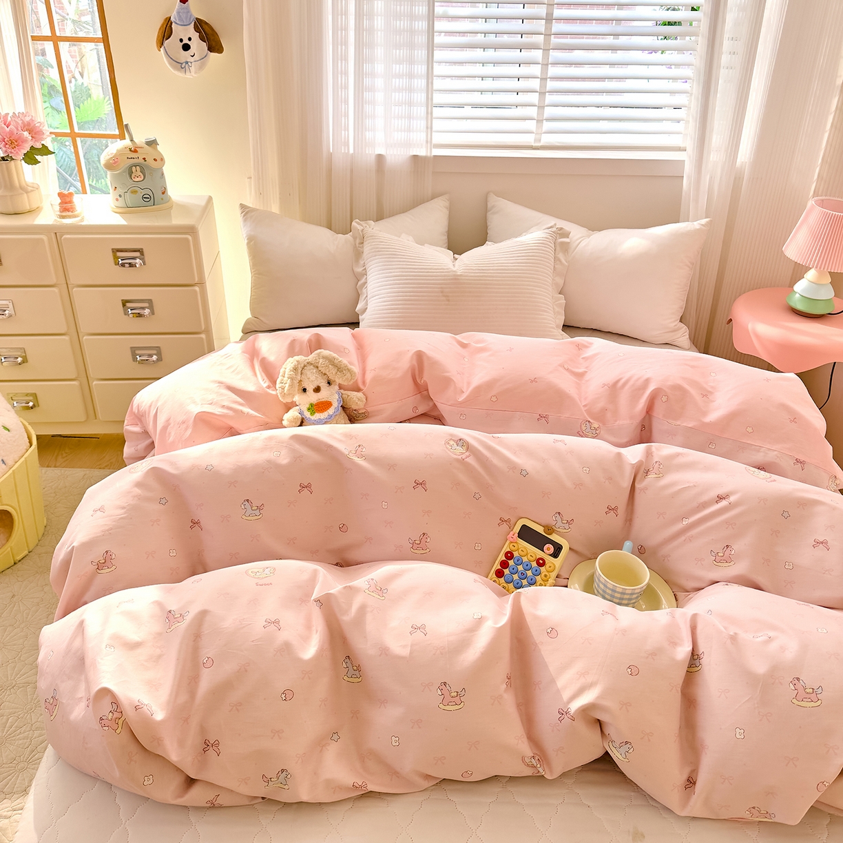 DoDo 兜兜 2026年全棉纯棉可爱卡通单被套 被套单件 草莓小马-粉