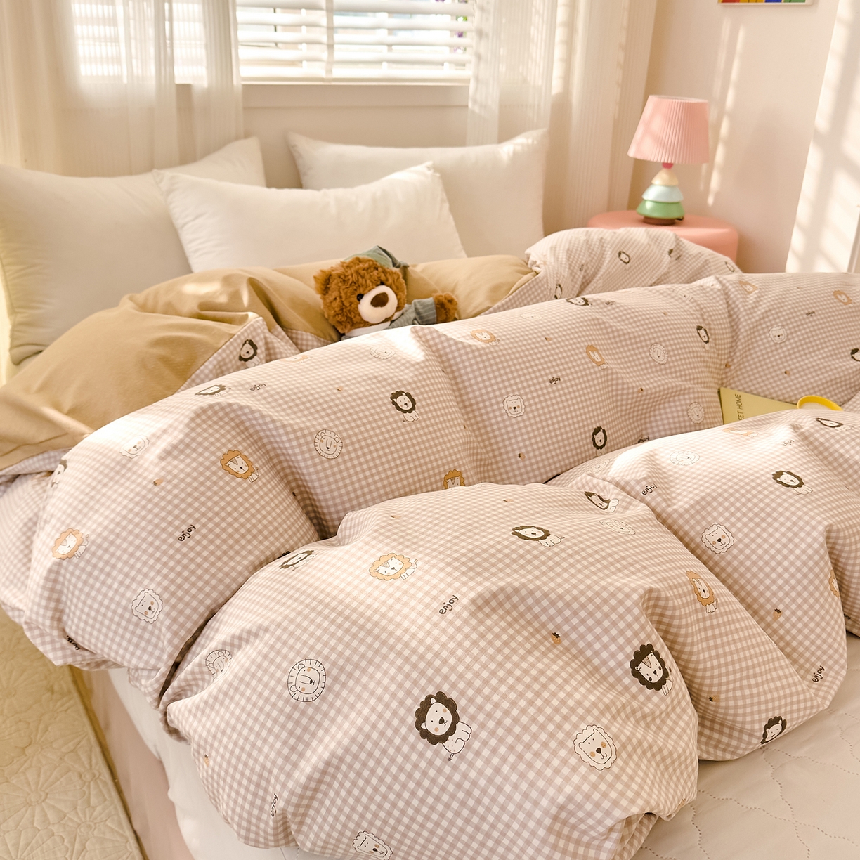 91家纺网 家纺一手货源 找家纺 DoDo 兜兜 2026年全棉纯棉可爱卡通单被套 被套单件 麦克狮