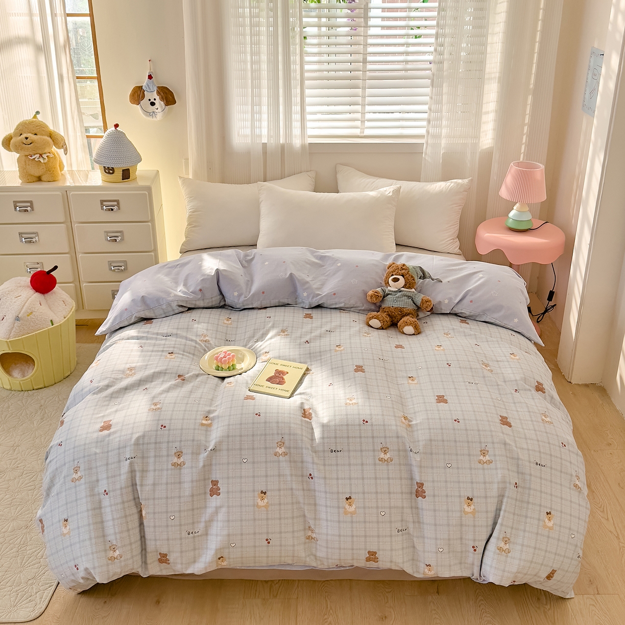 91家纺网 家纺一手货源 找家纺 DoDo 兜兜 2026年全棉纯棉可爱卡通单被套 被套单件 熊抱阳光