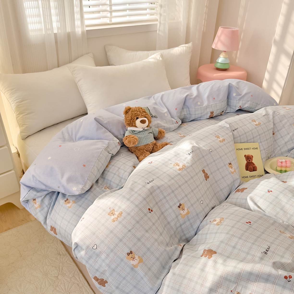 91家纺网 家纺一手货源 找家纺 DoDo 兜兜 2026年全棉纯棉可爱卡通单被套 被套单件 熊抱阳光