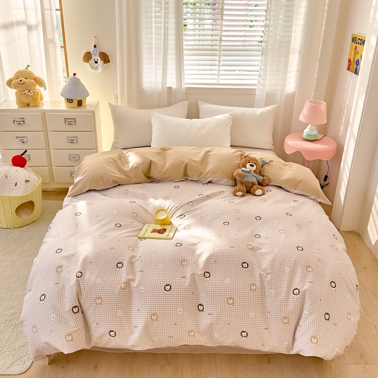 91家纺网 家纺一手货源 找家纺 DoDo 兜兜 2026年全棉纯棉可爱卡通单被套 被套单件 麦克狮