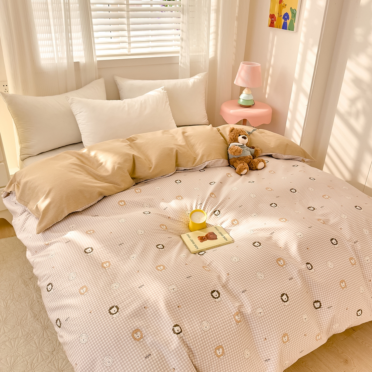 91家纺网 家纺一手货源 找家纺 DoDo 兜兜 2026年全棉纯棉可爱卡通单被套 被套单件 麦克狮