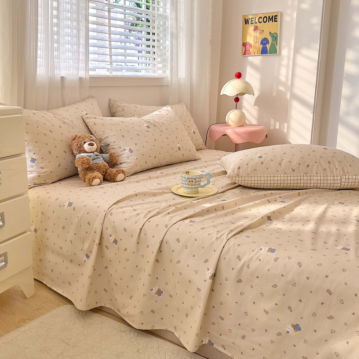 91家纺网 家纺一手货源 找家纺 DoDo 兜兜 2026年全棉纯棉可爱卡通单床单 床单单件 跳跳象