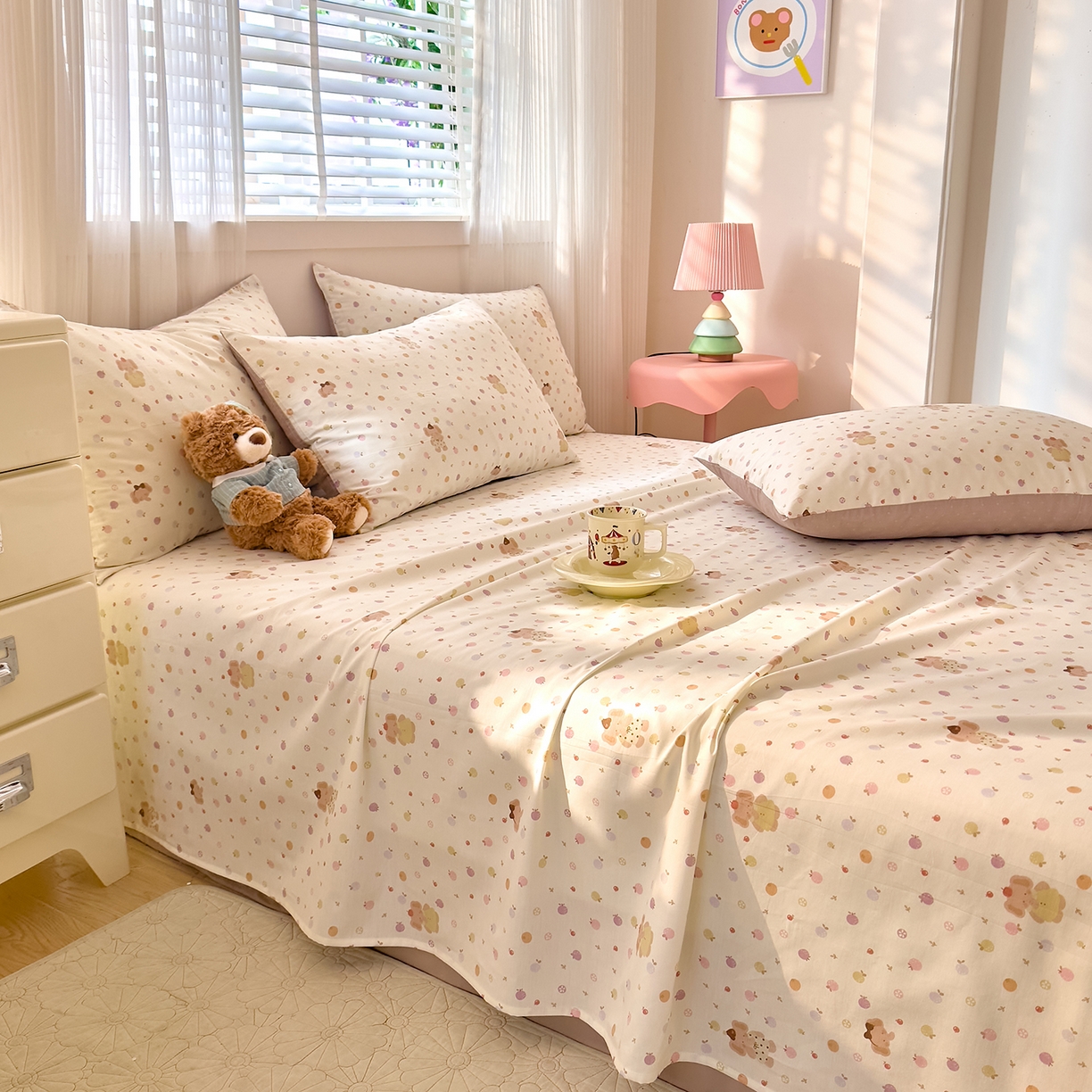 91家纺网 家纺一手货源 找家纺 DoDo 兜兜 2026年全棉纯棉可爱卡通单床单 床单单件 圆滚滚的梦