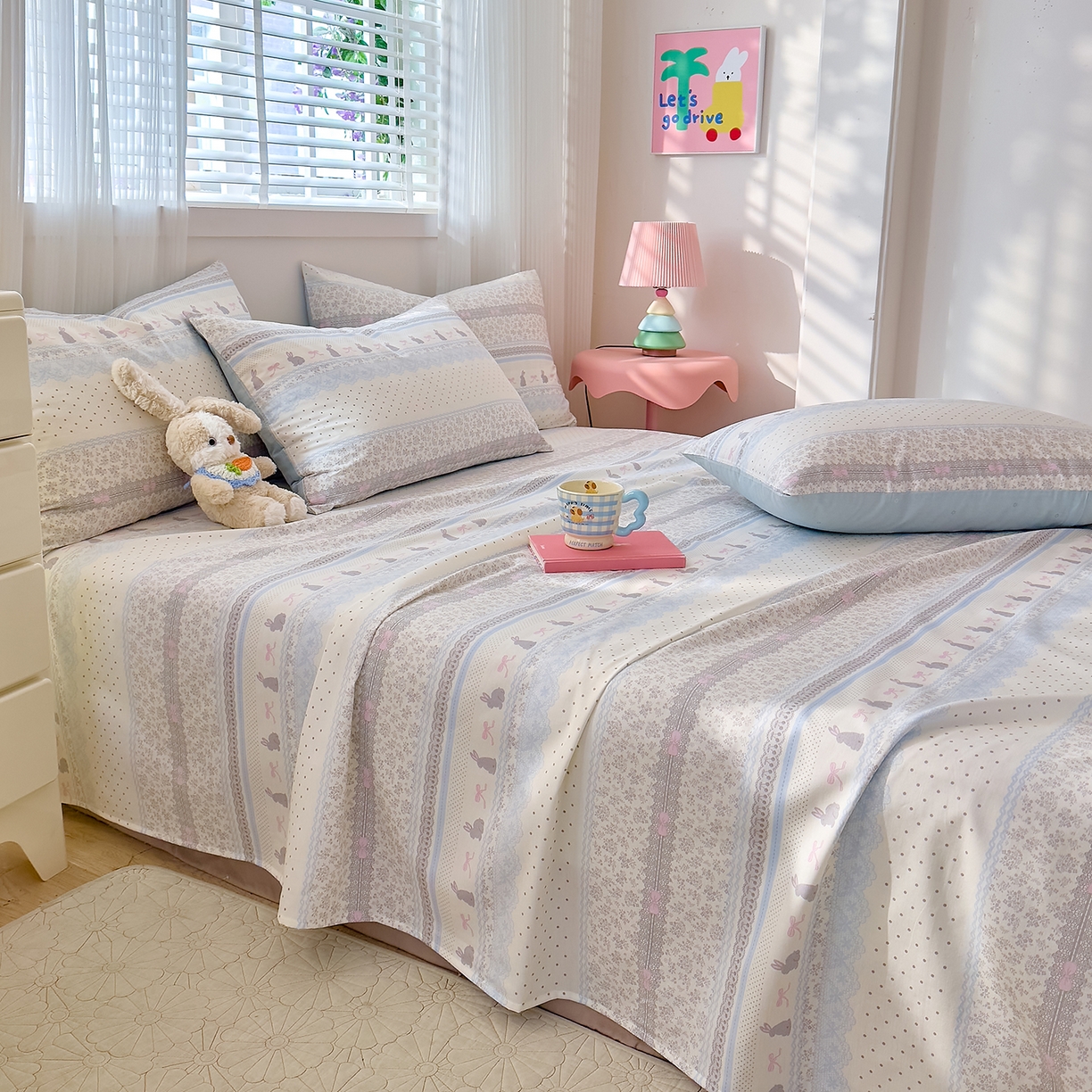 91家纺网 家纺一手货源 找家纺 （总）DoDo 兜兜 2026年全棉纯棉可爱卡通单床单 床单单件