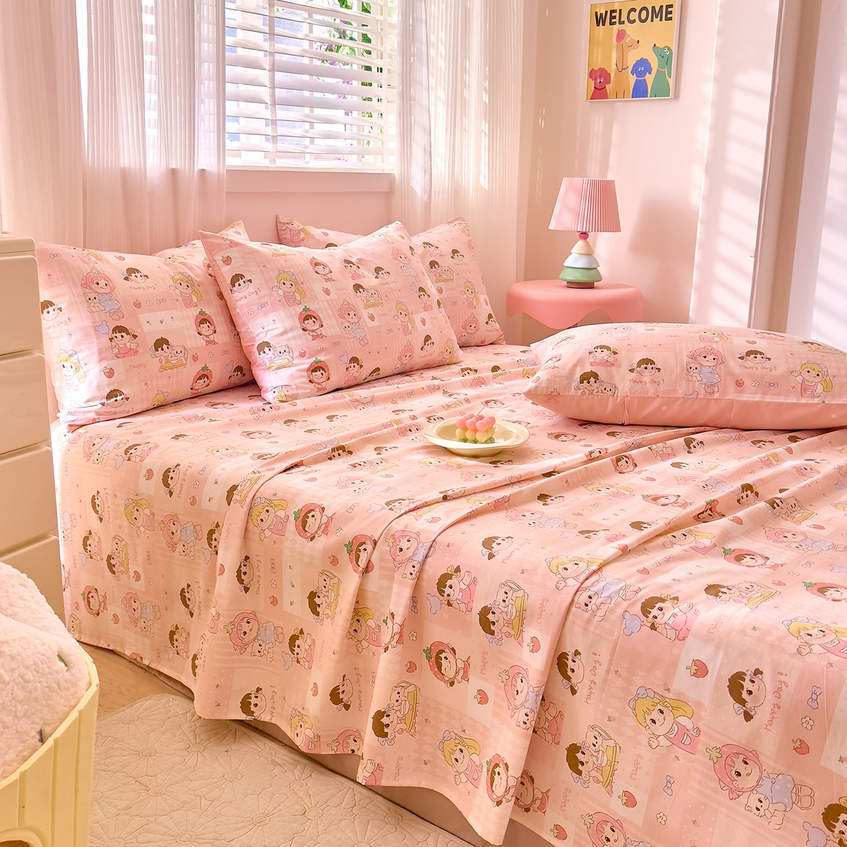 91家纺网 家纺一手货源 找家纺 （总）DoDo 兜兜 2026年全棉纯棉可爱卡通单床单 床单单件