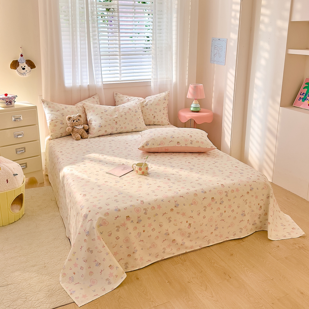 91家纺网 家纺一手货源 找家纺 DoDo 兜兜 2026年全棉纯棉可爱卡通单床单 床单单件 星星兔的梦境