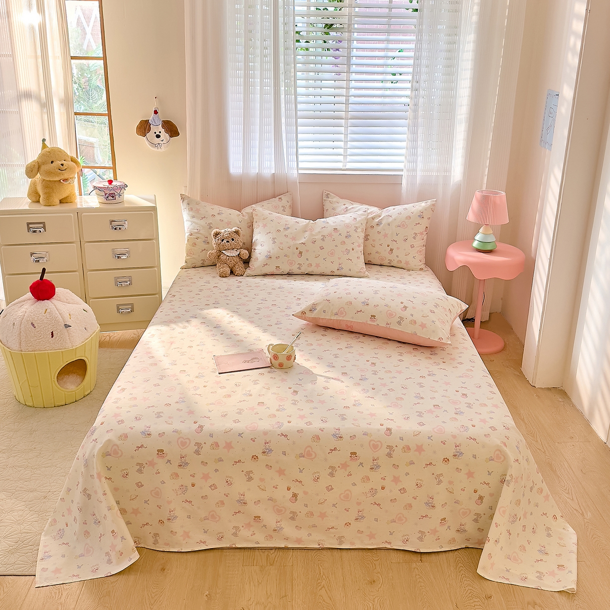 91家纺网 家纺一手货源 找家纺 DoDo 兜兜 2026年全棉纯棉可爱卡通单床单 床单单件 星星兔的梦境