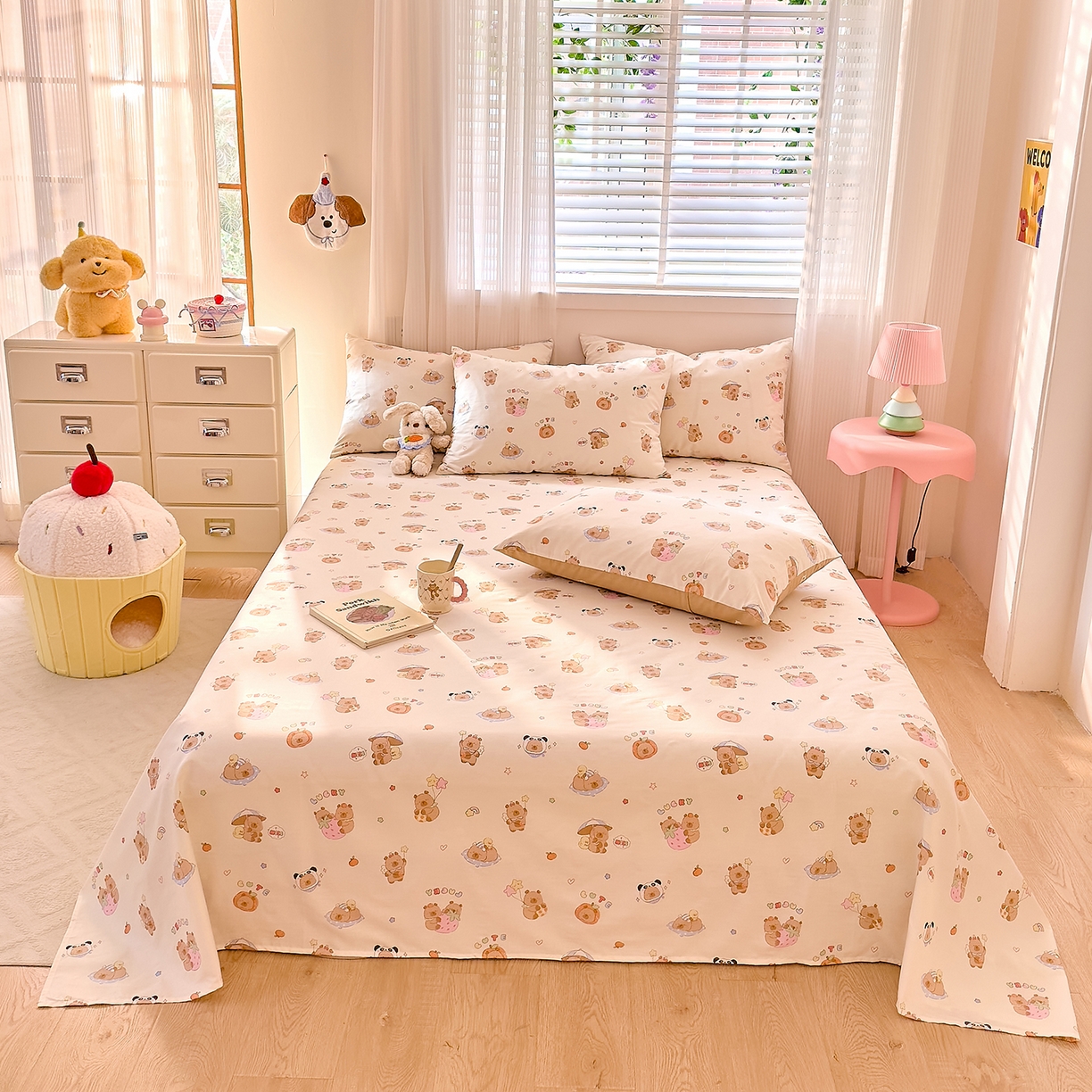 91家纺网 家纺一手货源 找家纺 DoDo 兜兜 2026年全棉纯棉可爱卡通单床单 床单单件 熊猫卡皮