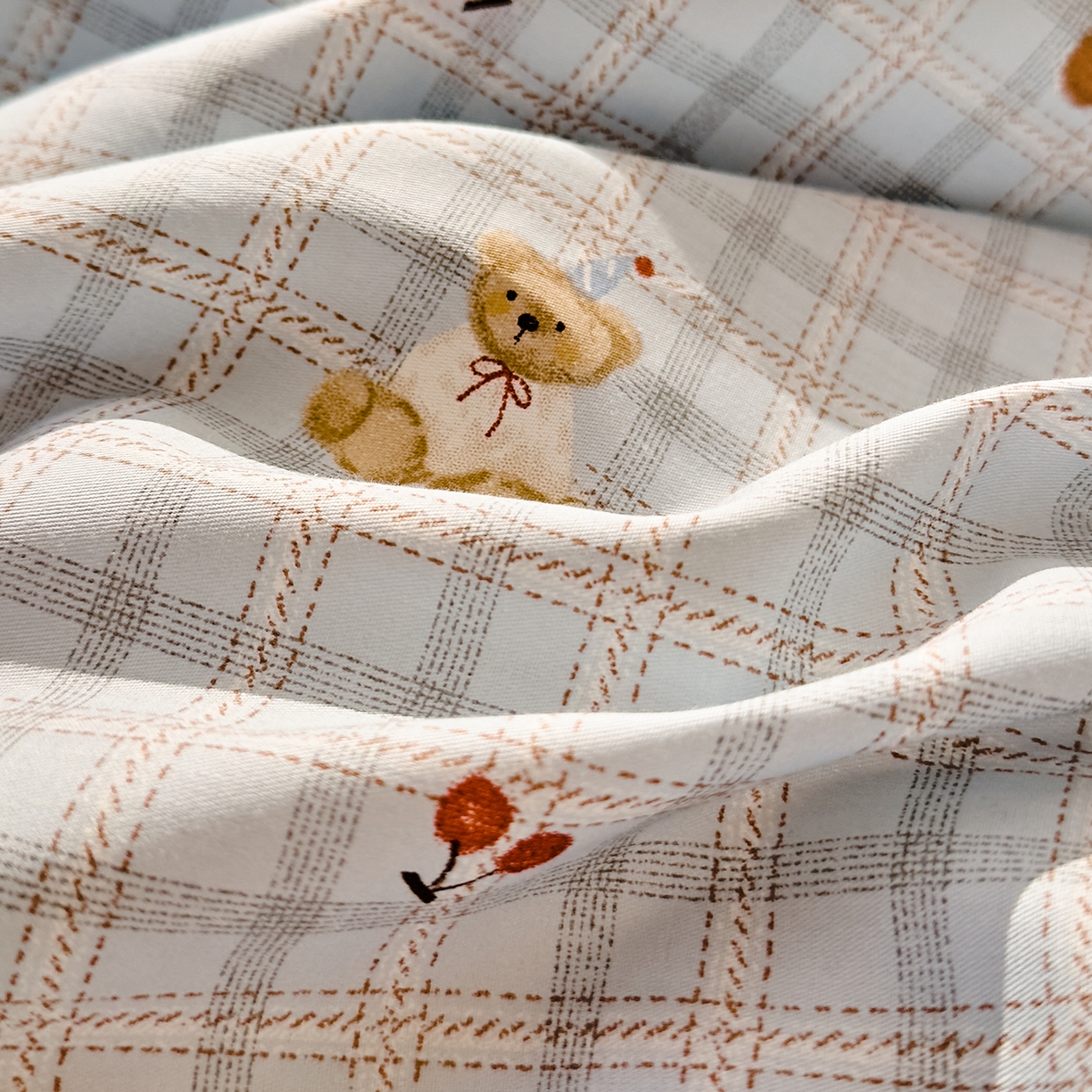 91家纺网 家纺一手货源 找家纺 DoDo 兜兜 2026年全棉纯棉可爱卡通单床单 床单单件 熊抱阳光