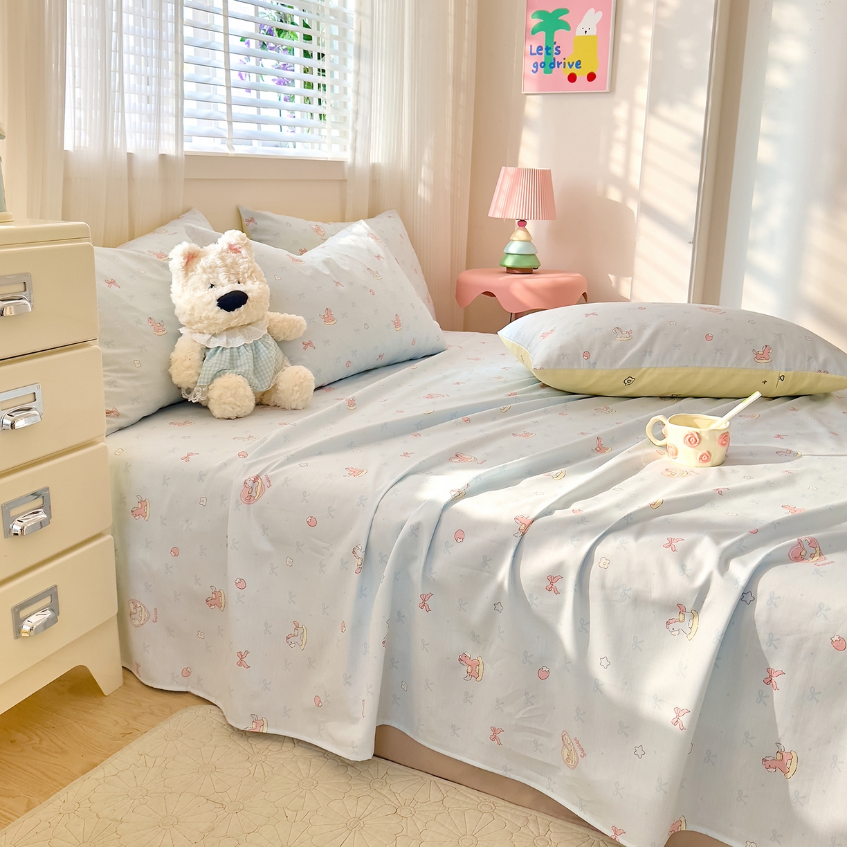 DoDo 兜兜 2026年全棉纯棉可爱卡通单床单 床单单件 草莓小马-蓝